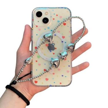 Imagem de Alça Corrente Strap Premium P/ Celular Coração Metálico - Full Import