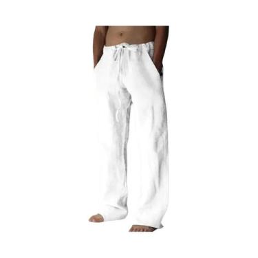 Imagem de Calças Longas Masculinas De Verão Em Algodão E Linho Respirável Com Ci