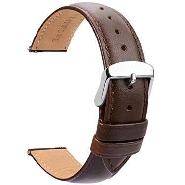 Imagem de TStrap Pulseira de couro masculina - pulseira de relógio marrom de liberação rápida para mulheres - pulseira de relógio inteligente macia com fivela para mulheres - 14 mm, 16 mm, 18 mm, 19 mm, 20 mm,
