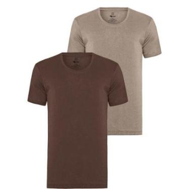 Imagem de Kit 2 Camisetas Algodão Egípcio Slim Fit Masculina - Off e Branco - G1-Masculino