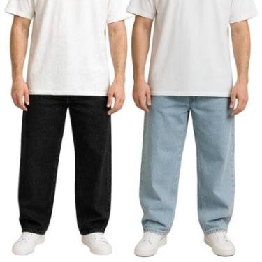 Imagem de Kit 2 Calças Jeans Hyve Masculina Modelo Bag Reta Com Bolsos Estilo Streetwear-Masculino