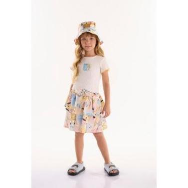 Imagem de Conjunto Infantil para Menina com Cropped e Saia Aumigo Três e Já-Feminino