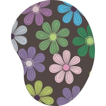 Imagem de Mouse Pad Ergonômico Gota Floral Colorido Fundo Marrom 4