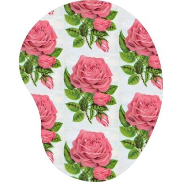 Imagem de Mouse Pad Ergonômico Gota Rosas Rosadas Clássicas Fundo Branco