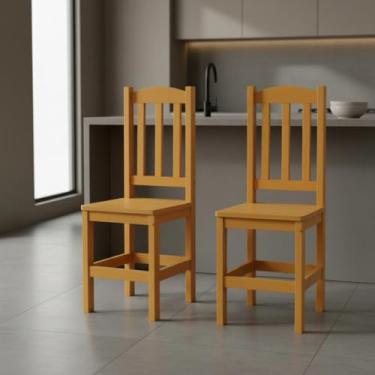 Imagem de Kit 2 Cadeiras Em Madeira Maciça Diamante Mel Sem Estofado