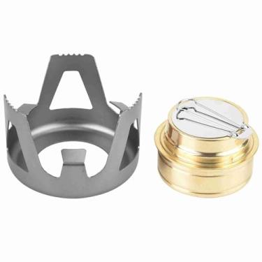Imagem de Naroote Mini Fogão Portátil a álcool para Cozinhar Ao Ar Livre para Camping, Caminhadas, Liga de Alumínio VERDE (Cinza)