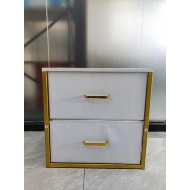 Imagem de Qzzsmy Gavetas de armazenamento empilháveis, organizadores de armário e tecido de armazenamento, cômoda branca com 2 gavetas para quarto