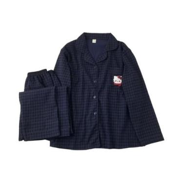 Imagem de Conjunto De Pijama Feminino plus Size Com Bordado Xadrez, Blusa De Man