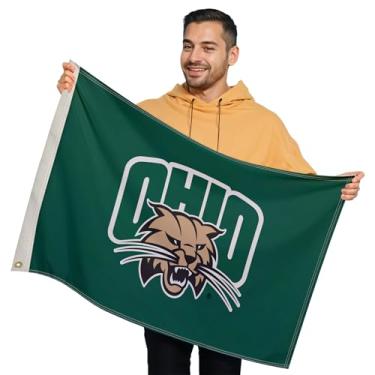Imagem de Bandeira impressa Ohio Bobcats College Sports - Licenciada pela NCAA - Nylon - Faixa escolar (verde, branco) (5 cm x 7 cm)