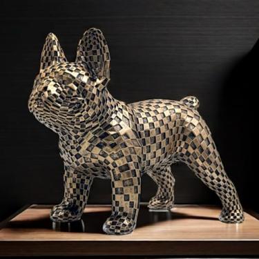 Imagem de FUNSXBUG Art Abstract French Bulldog Statue Dog Figurines Sculpture Collectibles Home Office Desktop Decor Outdoor Garden Display Decoration Resin Bronze