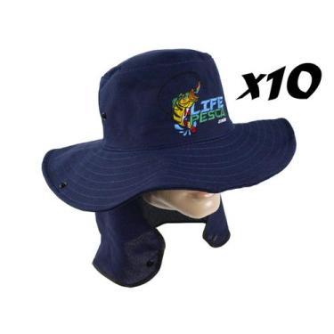 Imagem de kIT 10 Chapéus Com Protetor De Nuca LIFE PESCA - Várias Cores, Azul ma