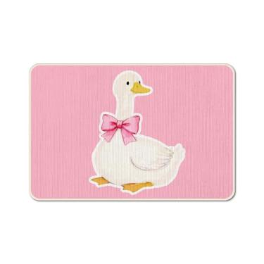 Imagem de kaiwern Silly Goose Capacho rosa fofo decoração de ganso tapete de porta engraçado tapete de entrada ao ar livre fofo animal decorativo tapetes de porta para entrada externa, sala de estar, decoração