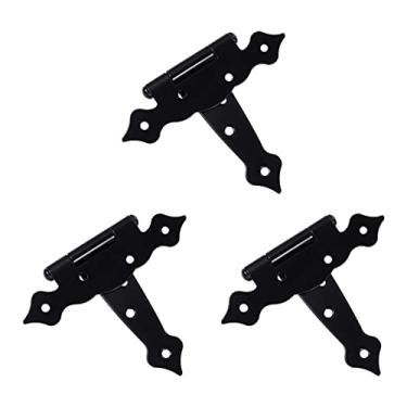 Imagem de 3 peças em forma de T de ferro à prova de ferrugem dobradiça de galpão leve, DIY, porta de dobradiça de alça de portão, amplamente utilizada em hotéis, clubes, dobradiças de clubes de luxo (cor: 1