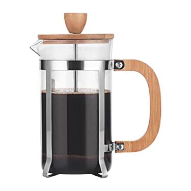 Imagem de Cafeteira French Press com Cabo de Madeira Copo Vidro Borossilicato Alta Densidade Resistente ao Calor para Café Premium Suave e Completo em Sabor Infusão 4 Minutos Fácil Limpar Múltiplos Usos Quadro