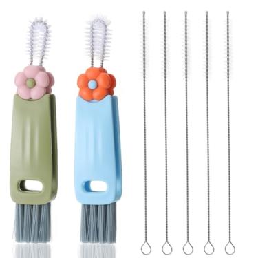 Imagem de Kit de escova de limpeza de garrafa de água de 7 peças, conjunto de escovas de ceaner de palha com escovas de limpeza de palha de 32 cm extra longas, escovas de limpeza de tampa 3 em 1, cerdas de aço
