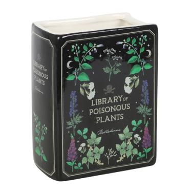 Imagem de Vaso em forma de livro de plantas venenosas, vaso de cerâmica gótica, design botânico e inspirado em livros, exibição decorativa para flores, presente para entusiastas de plantas e livros