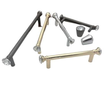 Imagem de CXYFQUUK Puxadores de cristal de diamante ouro brilhante liga de zinco puxadores de porta de armário de cozinha puxadores de gaveta puxadores de móveis ferragens 2 peças (botão cromado)