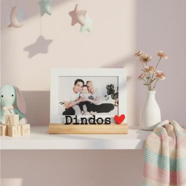 Imagem de Porta Retrato de Mesa Dindos Branco Para Fotos 10x15cm Moldura Para Fo