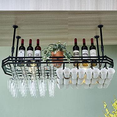 Imagem de Rack de vinho de ferro | Pendurado | Estilo moderno e simples | Suporte de metal ajustável para copos de vinho | Decoração de bar de restaurante de cozinha | Comprimento 80/100/120 cm (branco 80 cm x