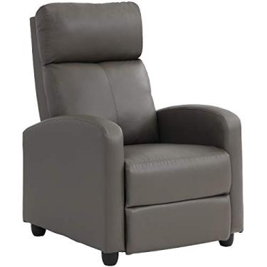 Imagem de Cadeira de reclinável para sala de estar cadeira de leitura recliner sofá cadeira de retorno único sofá home theater sentado cadeira de reclinação moderna salão fácil com couro pu acolchoado acolchoado assento encosto