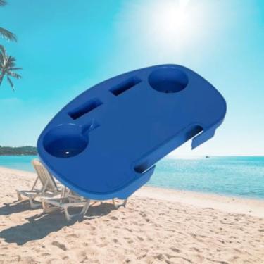 Imagem de Mesa Portátil para Cadeira de Praia - Porta-Copo Azul de Verão, Prática para Lazer ao Ar Livre, Piqueniques e Camping (Unidade)