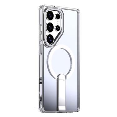 Imagem de Capa fina magnética para Samsung Galaxy S26/S26 Plus/S26 Ultra, parte traseira translúcida, com cobertura de suporte de metal (Clear, 26 Ultra)