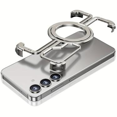 Imagem de HUHUCASE Capa para celular Samsung S24/23Ultra, metal sem moldura, sucção magnética com suporte, capa protetora de dissipação de calor (cor original, Samsung S23Ultra)