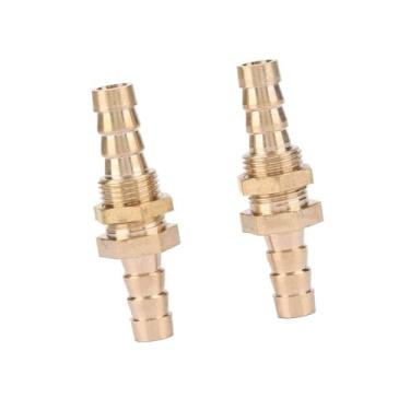 Imagem de AMONIDA Adaptador Durável do Conector do Anteparo Encaixe de Tubulação de Bronze para a Usinagem Cnc, Encaixe de Conector de Tubulação de Bronze de 2 Pces para a Construção (6mm)