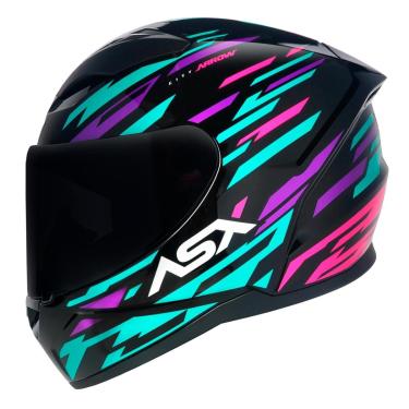 Imagem de Capacete ASX City Arrow Preto Tiffany e Roxo-Feminino