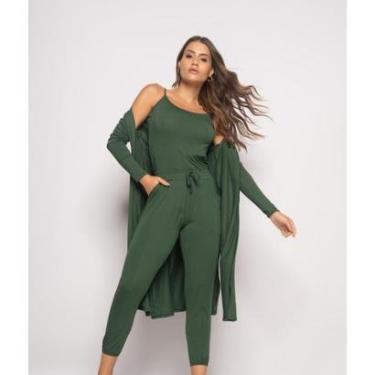 Imagem de Conjunto Salvatore Fashion Kimono Regata Calça Jogger Malha Feminino-Feminino