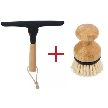 Imagem de Kit Escova De Limpeza E Rodo De Pia Dobrável Bambu - Oikos