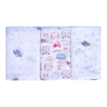 Imagem de Pano de Boca Babete Papi Kit Com 3 Peças Estampada Menino