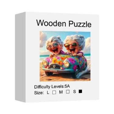 Imagem de Quebra-Cabeça De Madeira Para Adultos, Senhora Velha Feliz, Formato Ir