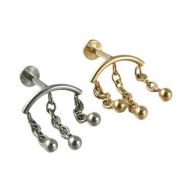 Imagem de Piercing De Titânio Com Zircônia, Base Plana, Para Lóbulo, Hélice, Tra