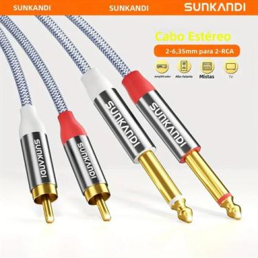 Imagem de Cabo Duplo TS De 1/4 De Polegada Para Duplo RCA SUNKANDI, Cabo De Inte