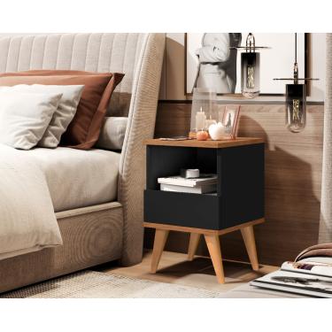 Imagem de Mesa de Cabeceira Pés Palito Pilipes Preto / Nature - Comprar Moveis em Casa