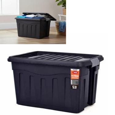 Imagem de Caixa Organizadora Extreme Gigante 53 Litros Rodinhas Profissional Container Multiuso Grande Carrinho Mudança Roupas Bri