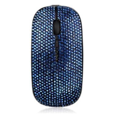 Imagem de Mouse sem fio recarregável com strass de cristal brilhante, mouse óptico silencioso 700 mAh, ultrafino 1600 DPI para notebook, PC, laptop, computador, MacBook - azul escuro