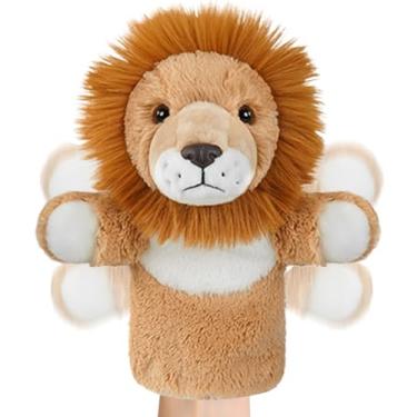 Imagem de Fantoches de mão de animais de pelúcia, girafa de leão de pelúcia, adereços de fantoches para contar histórias - para pais, professores, educadores, pré-escolares, sala de jogos, sala de aula, hora da