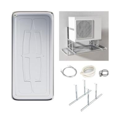 Imagem de Bandeja coletora de ar condicionado de aço inoxidável - Bandeja de drenagem condensada com kit de montagem para AC de janela e mini unidades divididas - durável, resistente à ferrugem, fácil