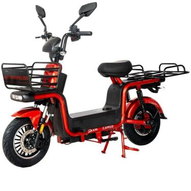 Imagem de Bicicleta Elétrica 1000W Bateria de Lítio Alarme Cargo Duos Vermelha