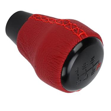 Imagem de ZJchao Botão de Mudança de Marcha Em Liga de Alumínio de 6 Velocidades, Couro Vermelho Confortável, Envolto para TYPE R HATCHBACK 2017-2019 para Acessórios Interiores de Carro