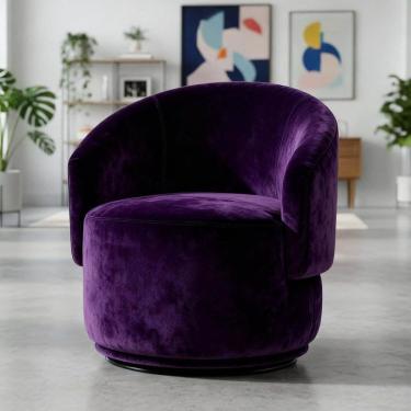 Imagem de Poltrona Decorativa Giratória Sala de Estar Recepção Suede Jasmine Roxo