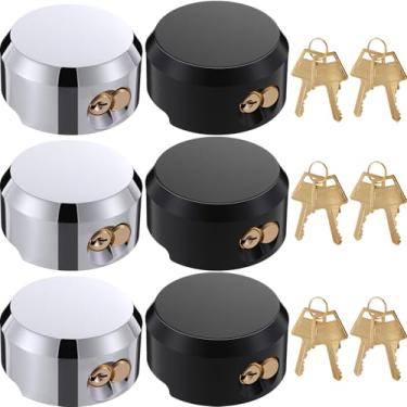 Imagem de Frienda Pacote com 6 cadeados ocultos com chave, com chave, resistente, 6 cm de aço sólido com 12 chaves, cadeados de reboque redondos para trailer, garagens, galpões, portões