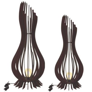 Imagem de Abajur Grande De Chão Ana Maria Mdf Luminária - Preto Tamanho Kit Com 2 - 90x28cm E 60x18cm