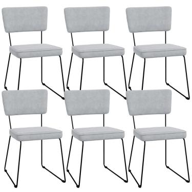 Imagem de Kit 06 Cadeiras Allana L02 Suede Cinza