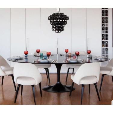 Imagem de Mesa Tulipa Saarinen Oval 235x122cm Laqueada Preto