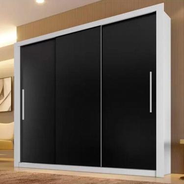 Imagem de Roupeiro Panamá 3 Portas Salleto Móveis Branco Com Grafite