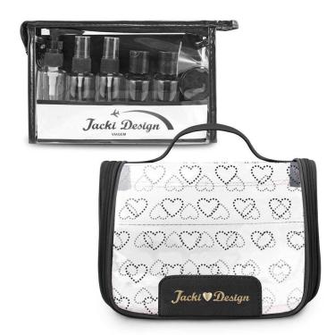 Imagem de Kit Necessaire Transparente Com Frascos – Ideal Para Viagens E Bagagem De Mão - Rosa