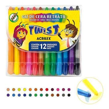 Imagem de Giz De Cera Retrátil Twist Colorido Escola Acrilex 12 Cores